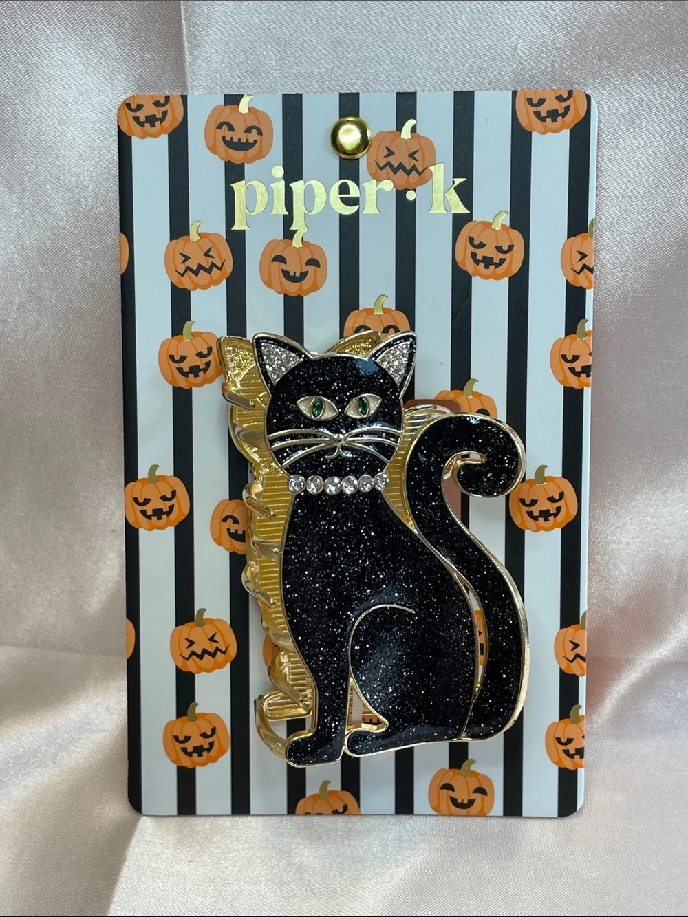 Piper K Black Glitter Cat Claw Clip -NWT